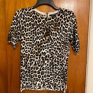 Premise Women Boho Cheetah Print Short Sleeve Top Size L